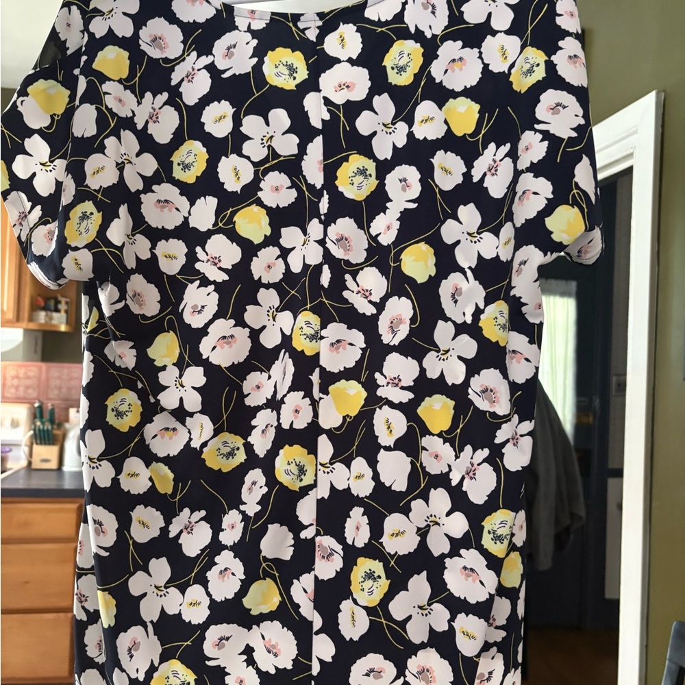 Ann Taylor Floral Print Top - Navy, Yellow, White